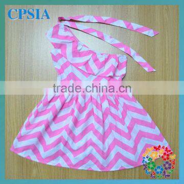 Petti Ruffled One Piece Dress for Baby Girls 2014 Hot Latest Design Baby Frock Chevron Print Dress