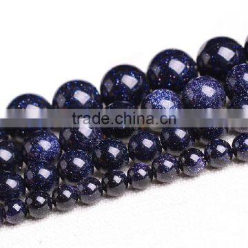 natural blue gold stone round diy beads for jewelry slider beads for bracelets