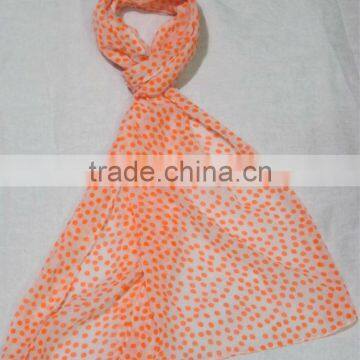 Voile Printed Stole in orange colour