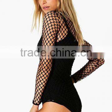 2016 Cheap Wholesale Custom Fashion Sexy Girl Black Mesh Bodysuit For Women photo-4