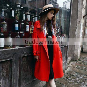 Women winter red European style long sleeve overcoat long plus size jacket