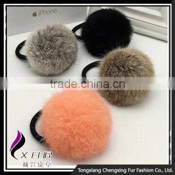 CX-E-21 Mixing Colors 2016 Genuine Rabbit Fur Ball Small Elastic Hair Band