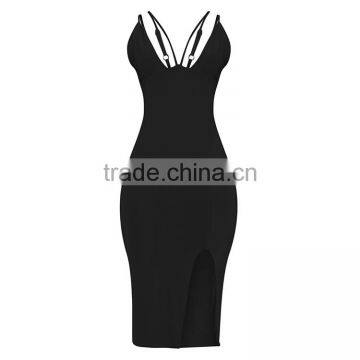 Black Double Strap Slinky Silk Midi Dress Silk Dress photo-5