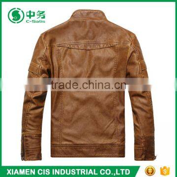 Top Quality Winter Windproof Man Black Faux Leather Motorcycle Jacket photo-5