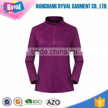 Wholesale Women Half Zip Plain Fitted Dry Fitted Shirts photo-3