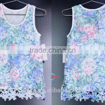 Chiffon Summer crochet lace flower hem vest tank top