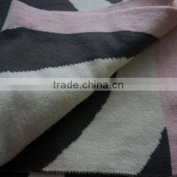 super soft 100% Cotton/bamboo/chenille /acrylic/polyester Knitted / Jacquard throw Blanket