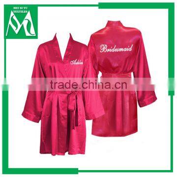 girls' 100% polyester monogram satin red robe