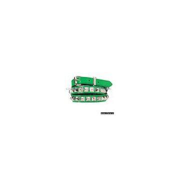 Green Belt with Silve Studs, Ladies' Beaded Belt, Fashionable Belt