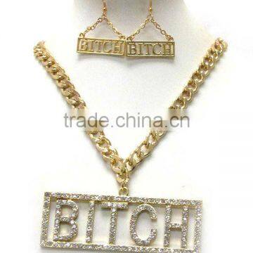 wholesale fashion imitation gold necklace and earrings set jewelry