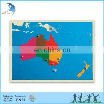 Promotion Colorful Training Montessori Educational Wooden Puzzle Scratch Australia Map Puzzle Map of Australia