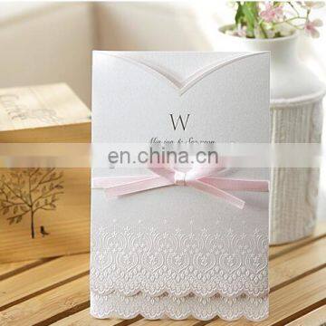 New design luxurious lace decoration wedding invitation card