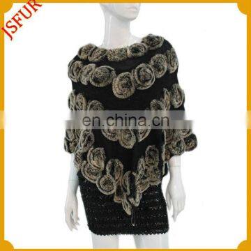 Fashion women's rabbit fur disc-flower cashmere shawl