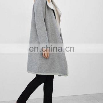 China Custom Womens Apparel Supreme Soft Wool Blench Thick Long Woman Jacket Winter Gray NT6699 photo-3