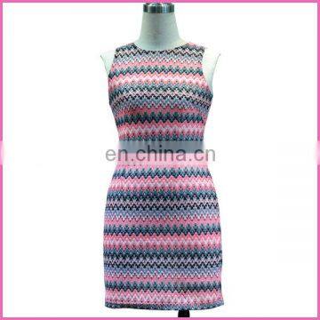 Sleeveless tight sexy ladies dress with stripe