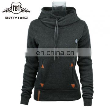 2017 Autumn Custom Logo Crew Neck Plain Pullover Hoodies Sweatshirt Women No Pocket