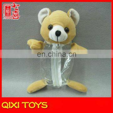 wholesale pvc zipped bear bag plush candy bag