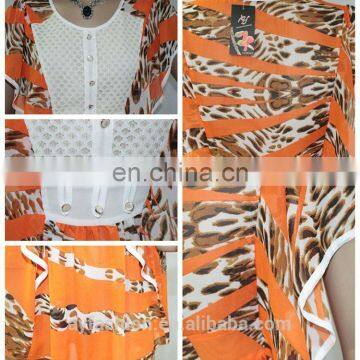 2016 Summer Ladies Chiffon Flowers Printing Dress Casual Dresses Pictures for Women photo-5