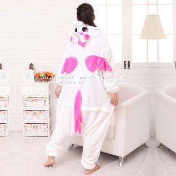 Unicorn Flannel Conjoined Polyester Pajamas photo-4