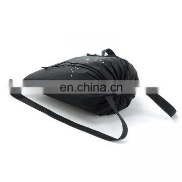 Custom Black Canvas Glitter Drawstring Duffle Backpack Bag photo-5