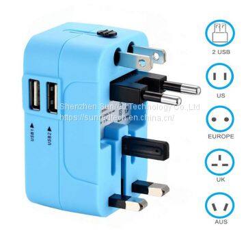 2018 Coorporate Gift Universal Travel Adapter With US UK EU AUS Plug Adaptor ,2.1A Dual USB Port photo-3