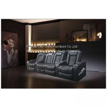 Modern electric recliner home theater sofa,black leather power private cinema sofa,power home theater seating