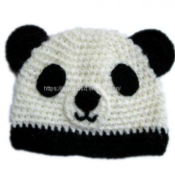 handmade crochet kid\'s funny hats of panda design