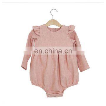 Infants & Toddler Clothes Full Sleeve Ruffle Princess Baby Girls Linen Romper