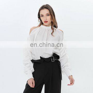 TWOTWINSTYLE Off Shoulder Sexy Ruched Lantern Sleeves Blouse Tops Female