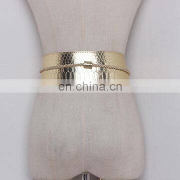 TWOTWINSTYLE PU Leather Wide Belt For Women Snakeskin Tassel Lace Up Spring Cummerbund Fashion New photo-4