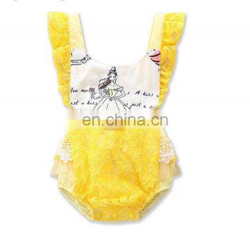 Infant Baby Girls Cartoon Lace Bodysuit Girls Romper Jumpsuit Cute Headband Outfit Baby Clothes Free Ship photo-2