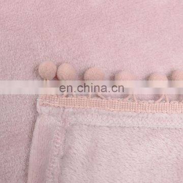 Designer Customer Pompom Blanket Flannel Fleece High Quality Bed Throw Blankets photo-5