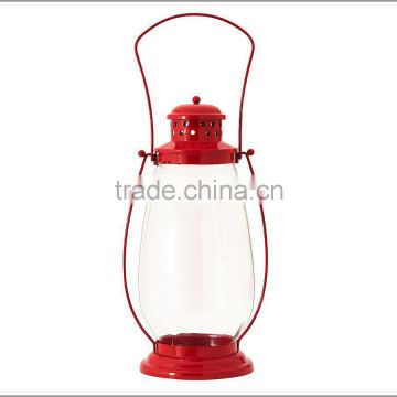 Red Color Iron T Light Candlestick Lantern For Garden and Home Decor