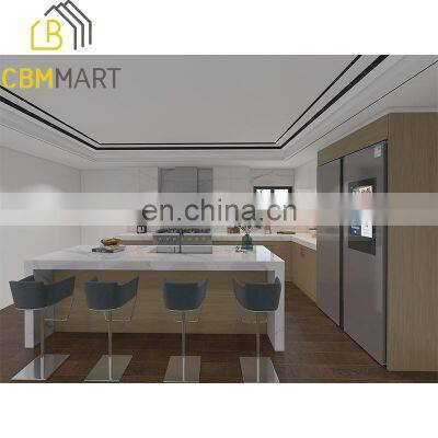 Customized Modular Kitchen Furniture Design Wood Grain Kitchen Cabinet for Wholesales photo-2