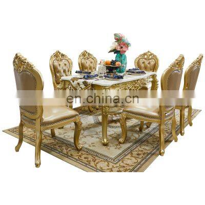 European-style dining room sets Roayl solid wood dining chair Marble dining table