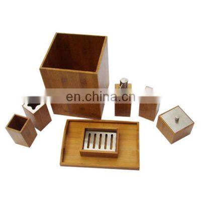 8pcs bamboo liquid bath collection toilet accessories bathroom set