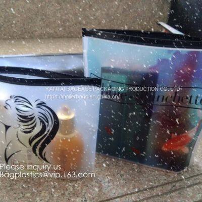 Modern Fashion Travel Portable Transparent PVC Customized Logo Cosmetic Pouch,PVC Cosmetic Pouch With Red Zipper photo-2