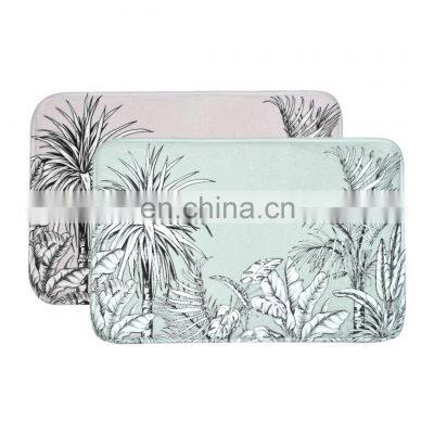 New Design Spring Summer Floral Pattern Printing Memory Foam Bath Mat with non slip PVC backing