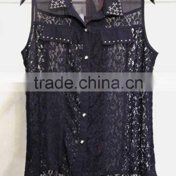 black lace tops with sequin