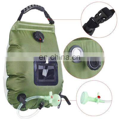 20L Solar Camping Shower Water Bag Heating Portable Storage Bags Outdoor Hiking Climbing Temperature Switchable Shower Head