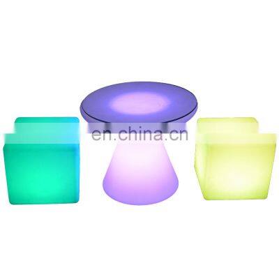 changing color light plastic bar stool cube led chair