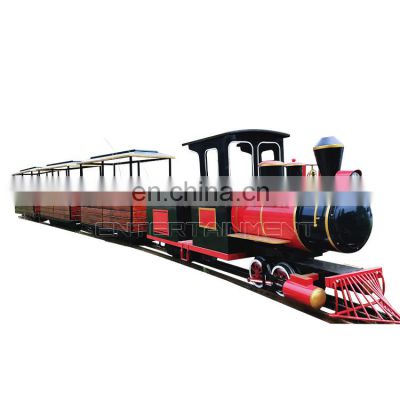 Entertainment antique kids and adult attractive fairground amusement scenic sightseeing electric track train