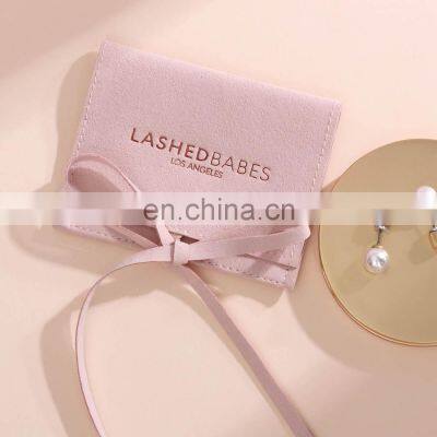Wholesale Cheap Price Gray Pink Personalized Upscale Custom Logo Drawstring Ribbon Closure Gift Packing Bag Jewelry Pouch photo-3