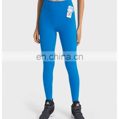 Wholesale Anti-Bacterial Good Quality Lycra Yoga Leggings Nude Workout Running Fitness Wear Peach Hip Gym Tight Pants For Women photo-3