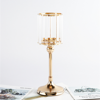 Hot-Selling Cylinder Shape Gold Crystal Candle Holders Table Decorations Crystal Tea Light Candle Holders photo-3
