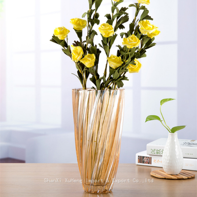 Gold Vertical Glass Vase Home Decoration Desktop Flower Container For Christmas Party photo-3