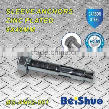 BS-AN02-001 M8 sleeve anchor with hex nut zinc plated