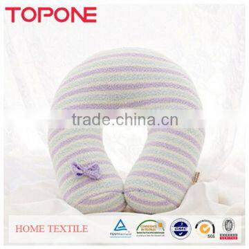 Soft 100% polyester cheap portable striped decor winter nap travel pillow