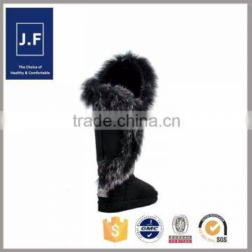 2015 factory direct fashion fox fur high heels snow boots women