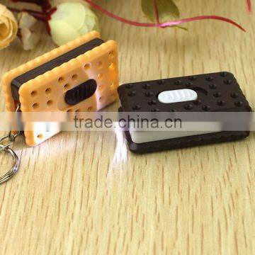 key chain Cute Biscuit Shaped keychins LED Light Flashlight Toy with Keychain